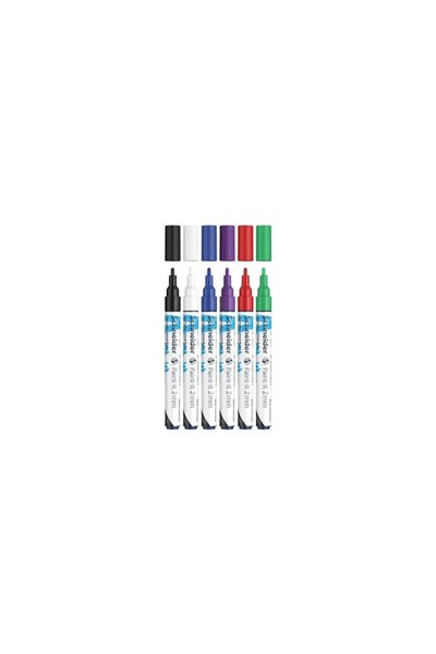 SCHNEIDER Akrilik Markör Kalem 2mm 6 Renk Ana Renkler Set 1- 120195