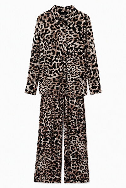 Sezgi Tekin Leopard Shirt Pants Viscose Set