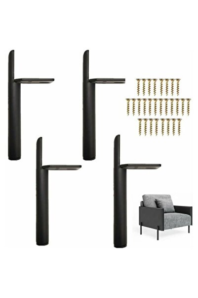 STARSTAR A set of 4 black metal furniture legs, 15 cm long, with a silent, no...