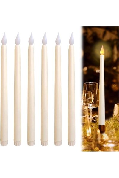 STARSTAR 6pc Waving Flame Electric LED Candle Cones Decorative Fake Lights (W...