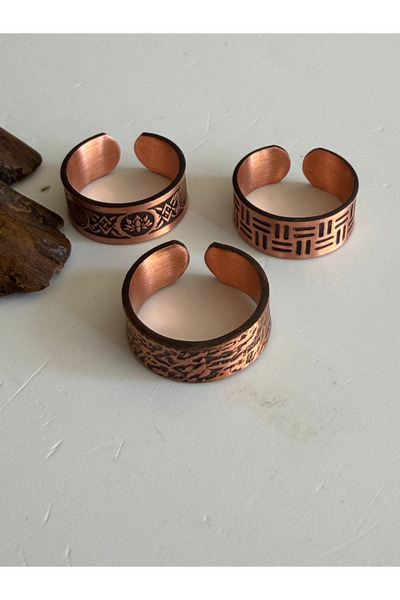 Rupen Kraft Adjustable 3-Piece Handmade Pure Copper Ring Combination Non-Allo...