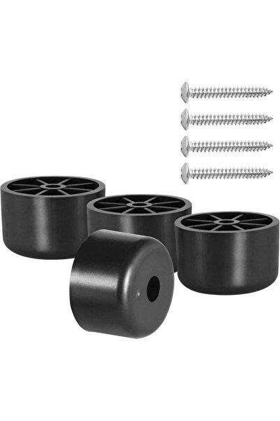 STARSTAR Black plastic furniture legs, 4-piece pack, 2.5 cm high, screw-fixed...