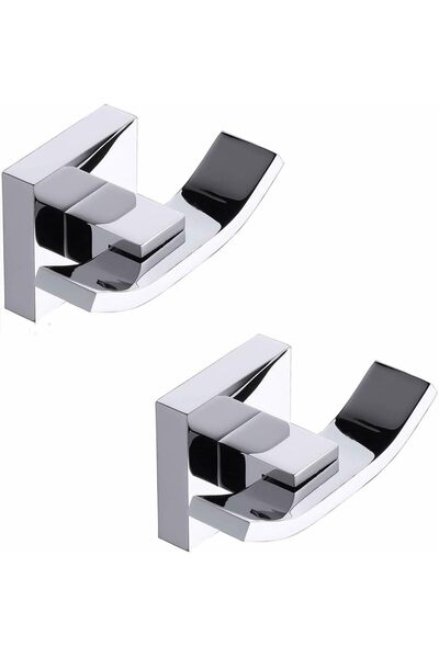 STARSTAR Bathroom towel hooks, double hooks, polished chrome finish, 2-pack