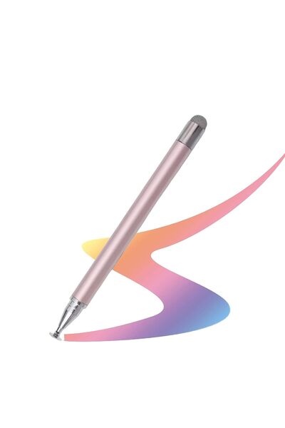 Universal Telefon Tablet için 2in1 Disk Uçlu Stylus Dokunmatik Çizim Kalemi-AL4764 (Pembe)
