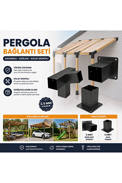 mamzdesign Pergola Seti Çardak Teras Garaj İçin sundurma Metal 90X90X2.5 mm 6...