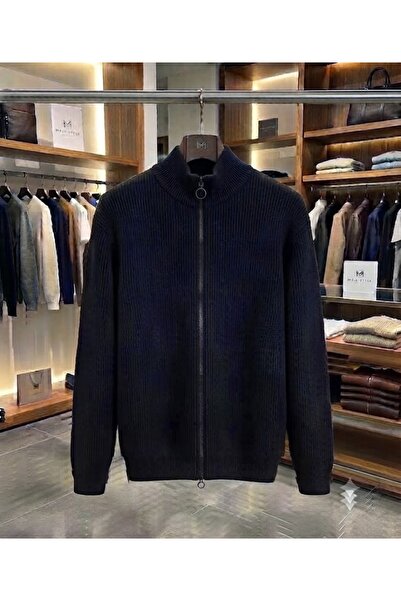 zs zaos fashion Men's Full Zipper Stand Collar Cardigan Sweater Thick Winter ...