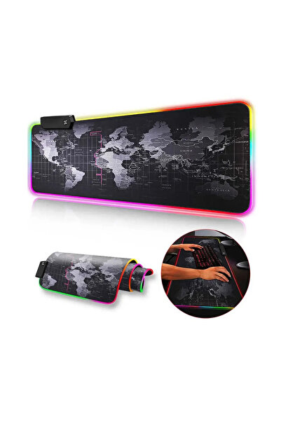 DarkRage Rgb Dünya Desenli Led Işıklı Speed Yüzey Gamepad Dünya Desen Gaming Mousepad