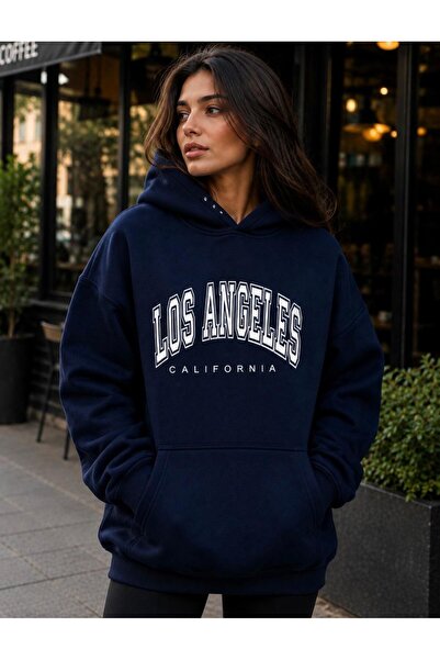 TREND EMMODA Women's Los Angeles California Printed Oversize Hooded Sweatshirt