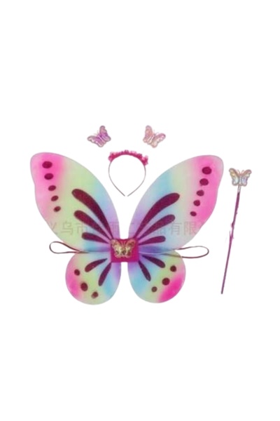 Noname Butterfly Wings Set with Circle and Multicolor Wand with Glittery