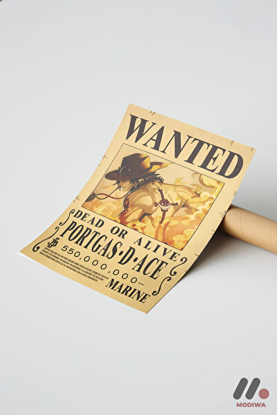 Modiwa Design One Piece Portgas D Ace Wanted Poster, Çerçevesiz Yüksek Kalite...