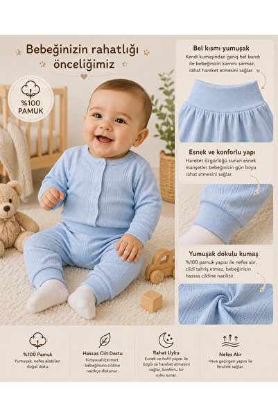 greenmoss Greenmoon Baby Breathable Perforated Fabric Baby Pajama Set