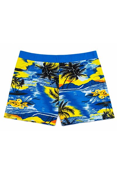 FEATHERLAND Men’s Tropical Print Swim Shorts with Elastic Waistband – Quick-D...