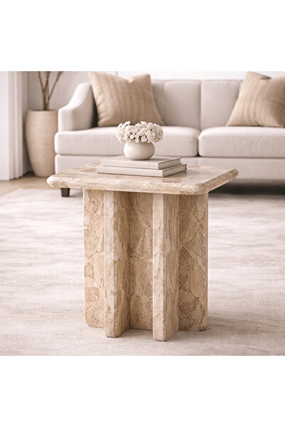 Roots Furniture طاولة جانبية من الرخام من كيرستين