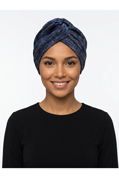 elysianfidan Cotton Crinkled Navy Blue Draped Front with Agraf Detail Stylish...