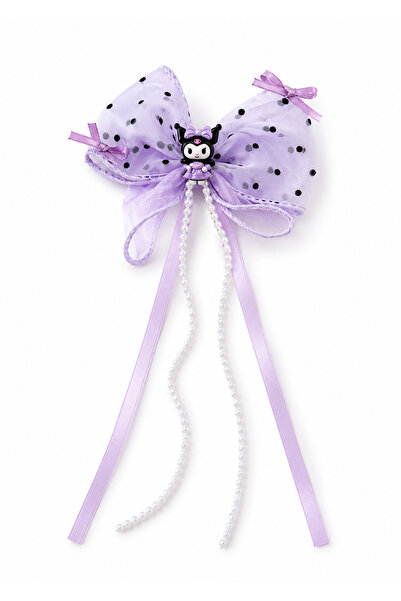 Nat's Accessories Kız Çocuk Mor Fiyonk Çıt Çıt Toka Kuromi Figürlü İncili Uzu...