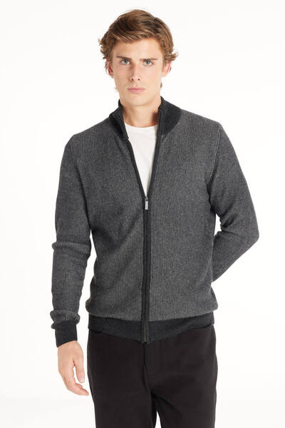 Ted Baker Antrasit Erkek Dik Yaka Standart Fit Hırka TBMRKW1066
