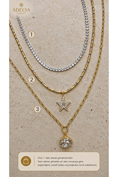 ADELYA CONCEPT Gold Silver Chain Stone Waterway Necklace
