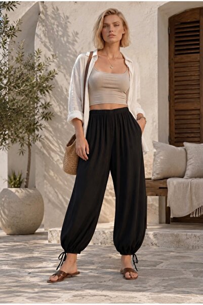 Heyya Rustic Back-Tie Shalwar Trousers Black