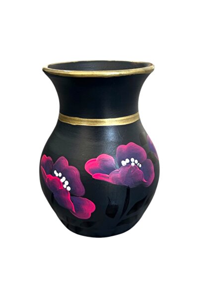 Ceramica Martinescu Vaza ceramica neagra pictata manual 25 cm - piesa artisti...