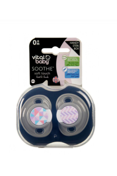 Vital Baby Soothe Soft Touch Baby Pacifier, 0+ Months - 2 Pieces (Color selec...