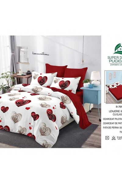 Pucioasa Set de lenjerie de pat gros Finet, 6 piese, cearșaf cu elastic BBA45