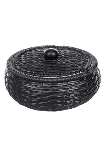 BAMI NETWORK Scrumiera rotunda neagra cu capac din ciment Ø11x5cm