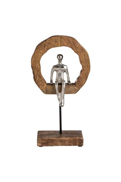 BAMI NETWORK Decoratiune de masa coronita lemn cu figurina 16.5x6x31.5cm