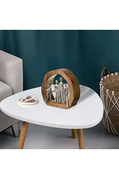 BAMI NETWORK Decoratiune de Masa Coronita Lemn Familie 19.5x5x18cm