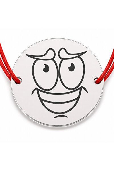 Simoshop Brățară argint 925 cu bănuț emoji, șnur reglabil — cadou simbolic