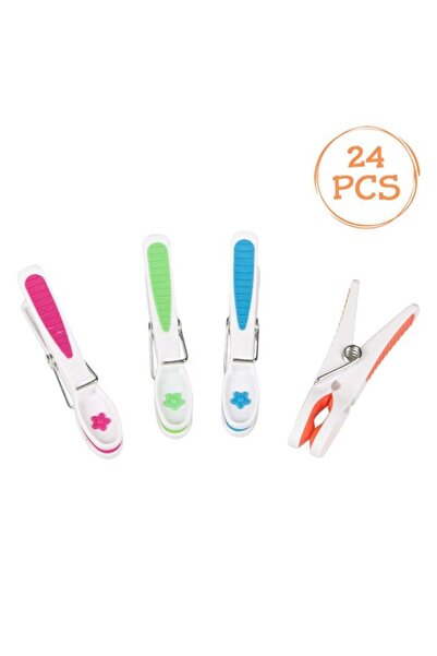 BAMI NETWORK Carlige rufe cu maner colorat plastic 8cm set 24 bucati