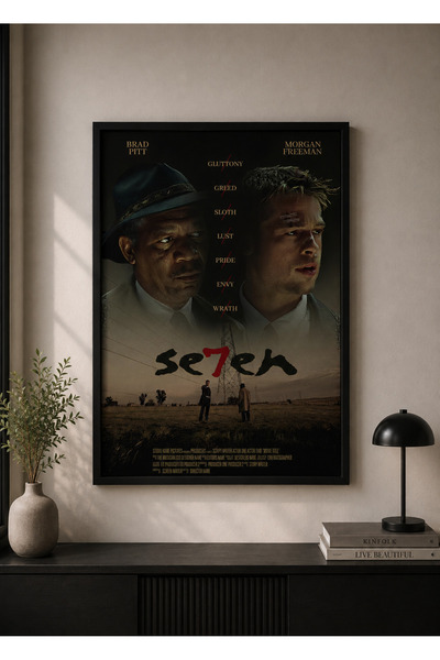 Zuma Studio Se7en Film Posteri Siyah Çerçeveli Dekor Duvar Tablosu | Modern D...
