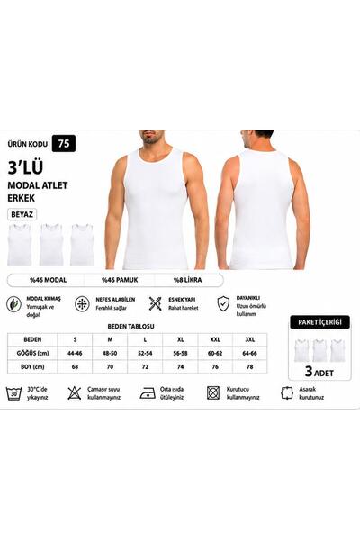 Yıldız Çamaşır Men's Modal Lycra Zero Sleeve Crew Neck Undershirt Undershirt ...