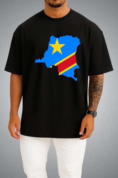 Bahriyeli Collection Oversize Democratic Republic of Congo Flag and Map Large...