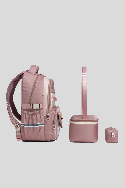 WANDER BAG İlkokul Ortopedik Okul Çantası 3'lü Set Beslenme Çantası Kalemlik Reflektörlü Su Geçirmez
