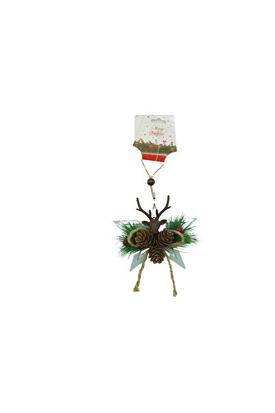 Rao Ornament de Brad Stea cu Cerb, Multicolor, Lemn, 15 Cm