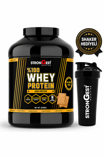 STRONGEST Whey Protein 2400gr 80 Servis Bisküvi Aromalı %100 Protein Tozu