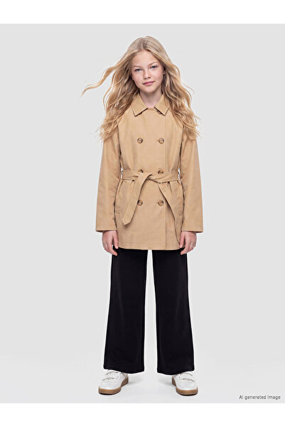 LC Waikiki Rmz Gi̇yi̇m Farkiyla Belted Girl's Trench Coat