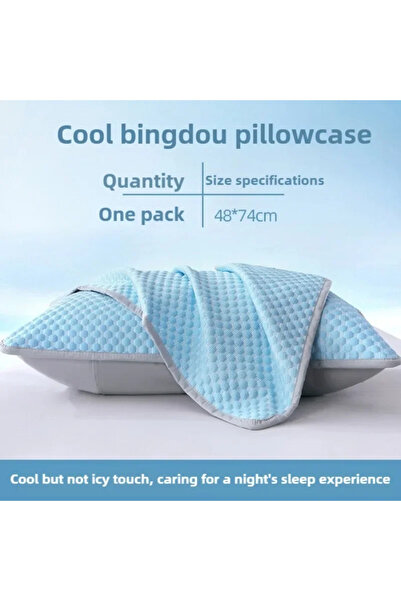 Choice Blue-1PC Summer Cooling Pillowcase Solid Color Ice Bean Bean Pillowcas...