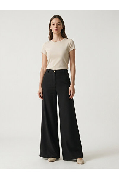 Finelook Women’s High-Waisted Wide-Leg Tailored Trousers – Elegant Loose Fit ...