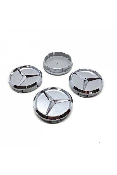 Yan Sanayi Mercedes Jant Göbeği Kabartmalı Gri Renk 4 Adet 60mm/55mm