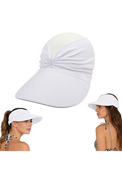 Morvena Picks Palarie de soare alba cu boruri late, sapca de plaja de golf re...