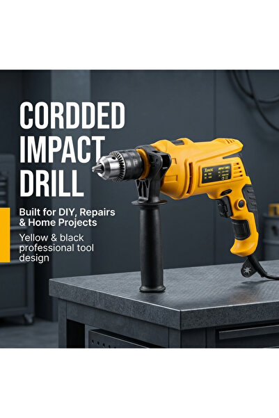 Generic Brand 900W Corded Impact Drill, Full Copper Motor Variable Speed Electric Drill with UK Plug, 3 Drill Bits & Accessories for Home DIY