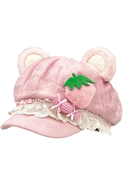 STARSTAR Sweet Lolita Beret Women's Winter Lace Beret Cute Bear Ears Brimless...