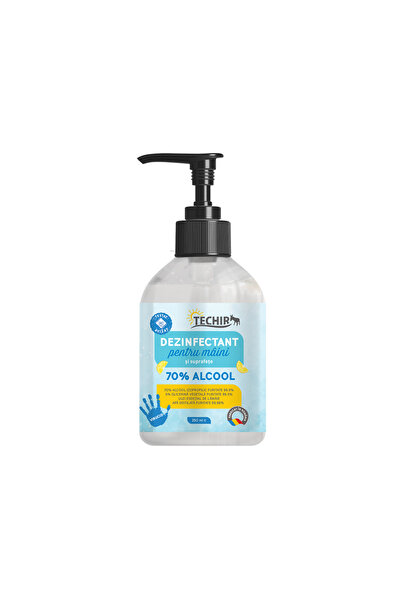 Techir Dezinfectant de mâini virucidal cu 70% alcool, cu pompiță, 250 ml