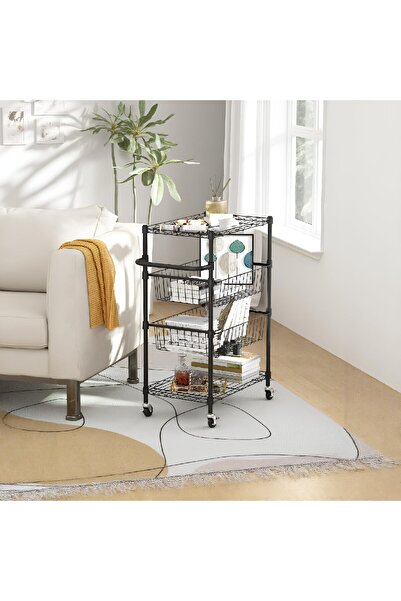 Garvee Heavy Duty 4-Tier Rolling Cart, 110 Lbs Capacity Multi-Purpose Kitchen...