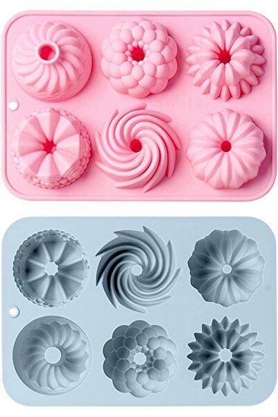 STARSTAR 2 Pcs Mini Silicone Guglhupf & Bundt Cake Molds, Non-Stick Savarin D...