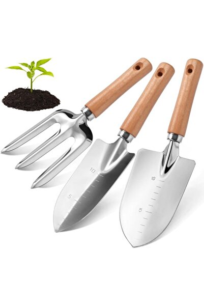 STARSTAR Aluminum Mini Gardening Hand Trowel with Wooden Handle, graduated sc...