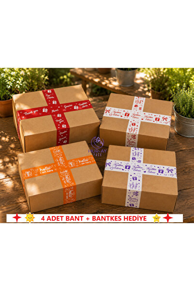 HUR-AY PACK 4 ADET Renkli Koli Bandı / 4,5 cm x 50 m/ TOPLAM 200 METRE / Güçl...