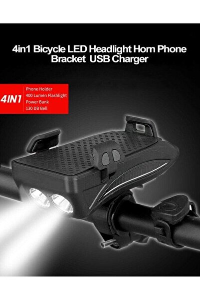 STARSTAR 4-in-1 Bicycle Phone Holder with 400 LM LED Headlight, 130dB Horn & ...