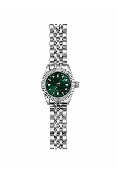 Kadın Kol Saati, Çelik Kordon, Yeşil Kadran Quartz Analog Bilek Saati